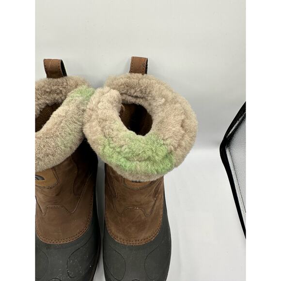 North Face Greenland Brown Zip Waterproof Winter Boots Size 8 Faux Fur Shearling - Picture 14 of 15